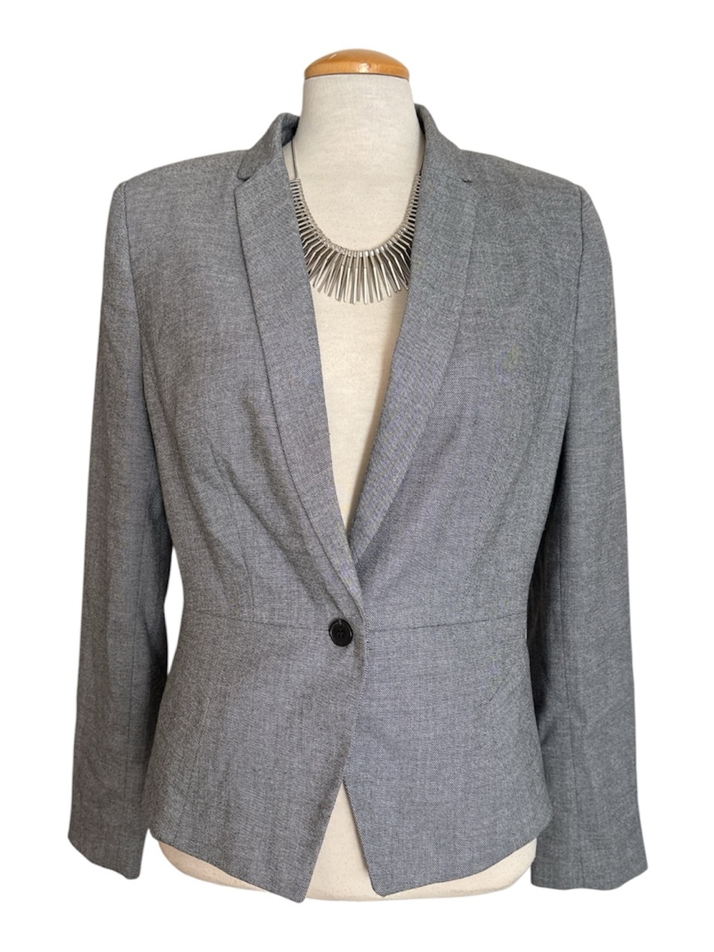 Worthington Gray Single-Button Tailored Blazer